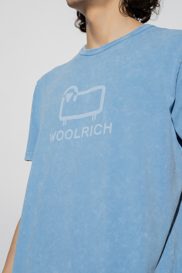 Tシャツ・カットソー Woolrich T-Shirt With Logo Men's Pure Cotton T-Shirt with Embroidered Logo blue